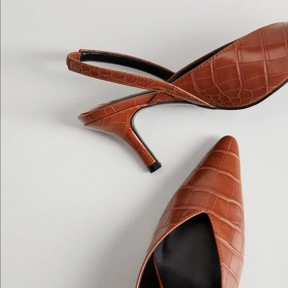 VIOLETA BY MANGO CROC EFFECT SLINGBACK - SIZE 9 1/2 (NEW WITH TAGS) - Picture 3 of 4